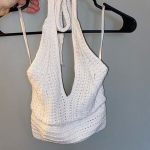 White Knit Halter Top